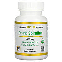 California Gold Nutrition, органическая спирулина, 1500 мг, 60 таблеток (500 мг в 1 таблетке)