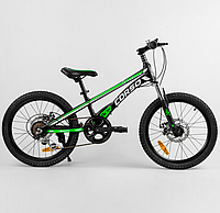 Детский спортивный велосипед 20 дюймов Corso MG-74290 "Speedline" магниевая рама / 7 скоростей / салатовый