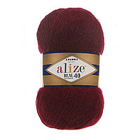 Пряжа Alize Angora real 40 57 бордовый (нитки для вязания Ализе Ангора реал 40)