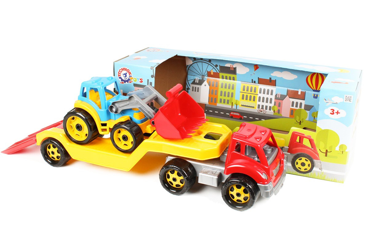 Іграшка для хлопчика "Автотяг із трактором ТехноК", іграшки для хлопчиків