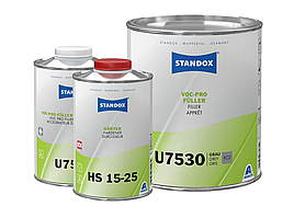 Грунт-наповнювач HS STANDOX, сірий, U7530 VOC Pro Füller 3,5 л + затверджувач 1л + прискорювач сушіння 1л