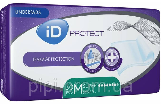 Пеленки одноразовые ID Protect Consumer Super (60х60) L / 30 шт ...