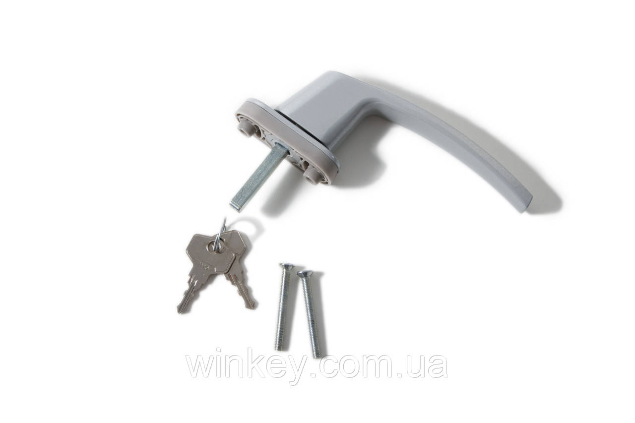 Ручка віконна з ключиком MEDOS VIKTORY сіра, фото 1