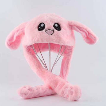 Карнавальна шапка з підсвічуванням: рожевий зайчик з піднімаючими вухами