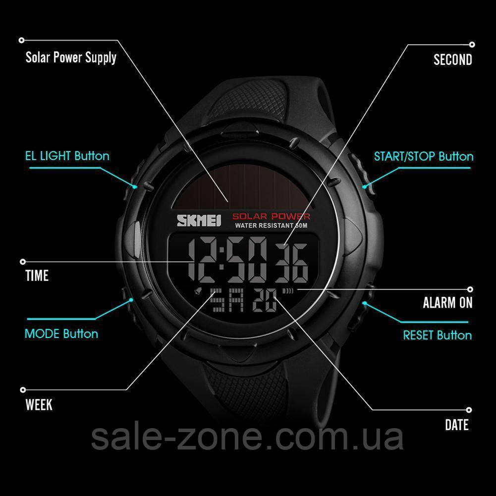 Мужские наручные спортивные часы Skmei 1405 солнечная батарея Черный - фото 4 - id-p1591287286