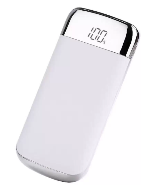 Павербанк, Power Bank 8000 мАч MY10 (реально 4000): 2 USB, ЖК-екран, ліхтар, білий