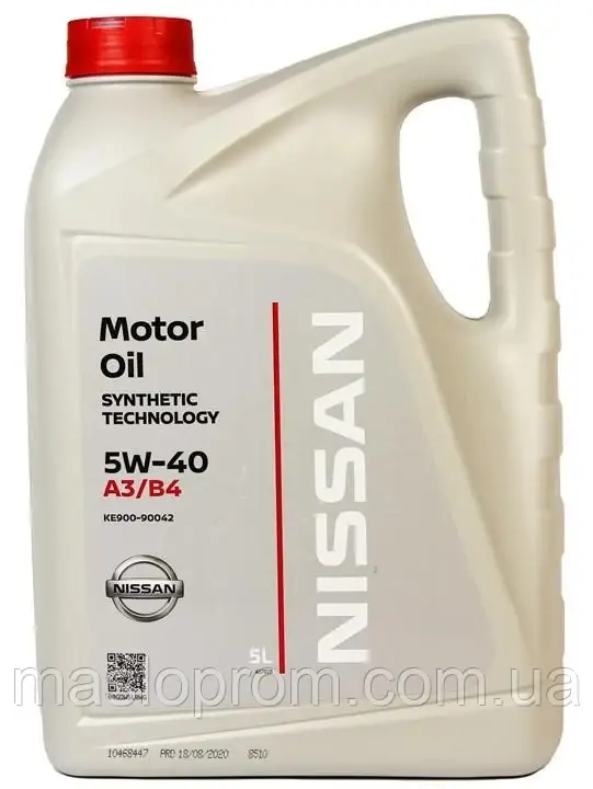 Моторне масло NISSAN 5W40 A3/B4 5л KE900-90042 доставка укрпоштою 0 грн