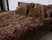 Комплект Покрывало Травка + 2 наволочки 210х230 Шоколадное покрывало на кровать