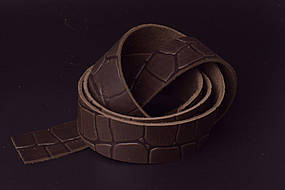 Ремінна смуга з тисненням кроко - ширина 3 см, колір шоколадний