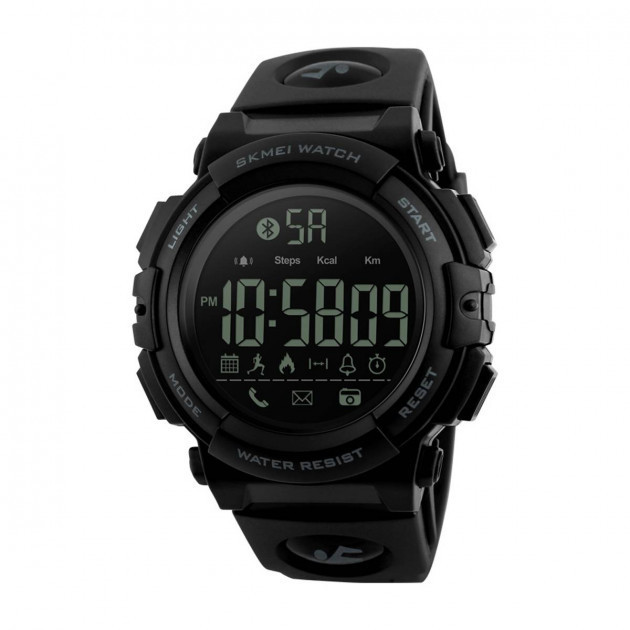 Чоловічий спортивний годинник Skmei 1303 з крокоміром Чорний, фото 1