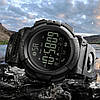 Чоловічий спортивний годинник Skmei 1303 з крокоміром Чорний, фото 3