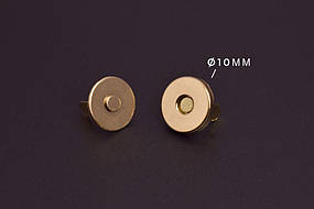 Кнопка магнітна 10 мм, золото, 1 шт.