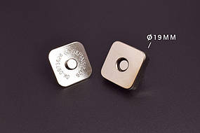 Кнопка магнітна "квадрат" 19 мм, нікель, 1 шт.