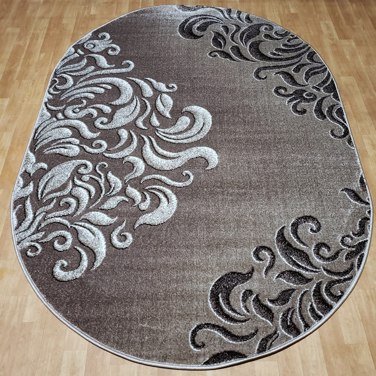 Сучасний килим 24031-234 бежевий овальний, фото 1