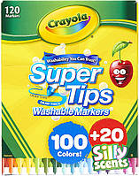 Набор фломастеров Crayola Super Tips Markers, Washable Markers, Silly Scents Markers маркеров 120 штук (585050