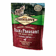 Сухий корм для виведення шерсті у кішок Carnilove Cat Duck & Pheasant - Hairball Controll 400 г (качка і фазан)