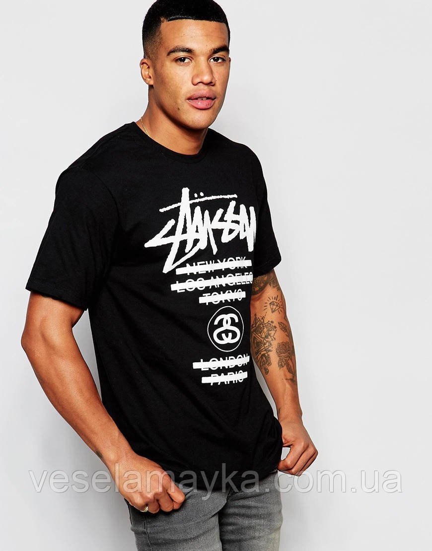 Чорна футболка з логотипом Stussy 2, фото 1
