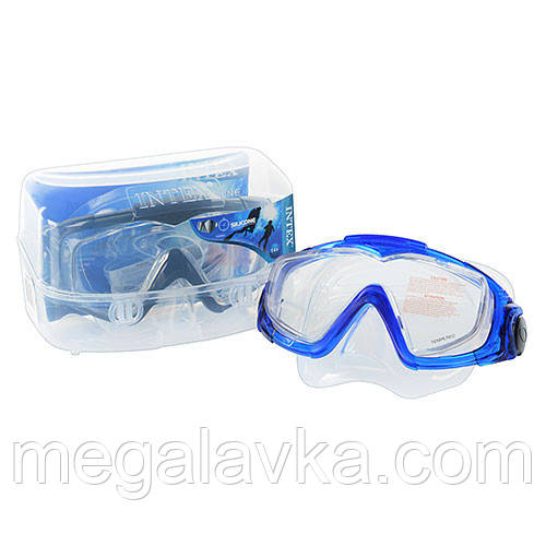 Маска для плавання 55981 зі скляними лінзами (Синій) - MegaLavka