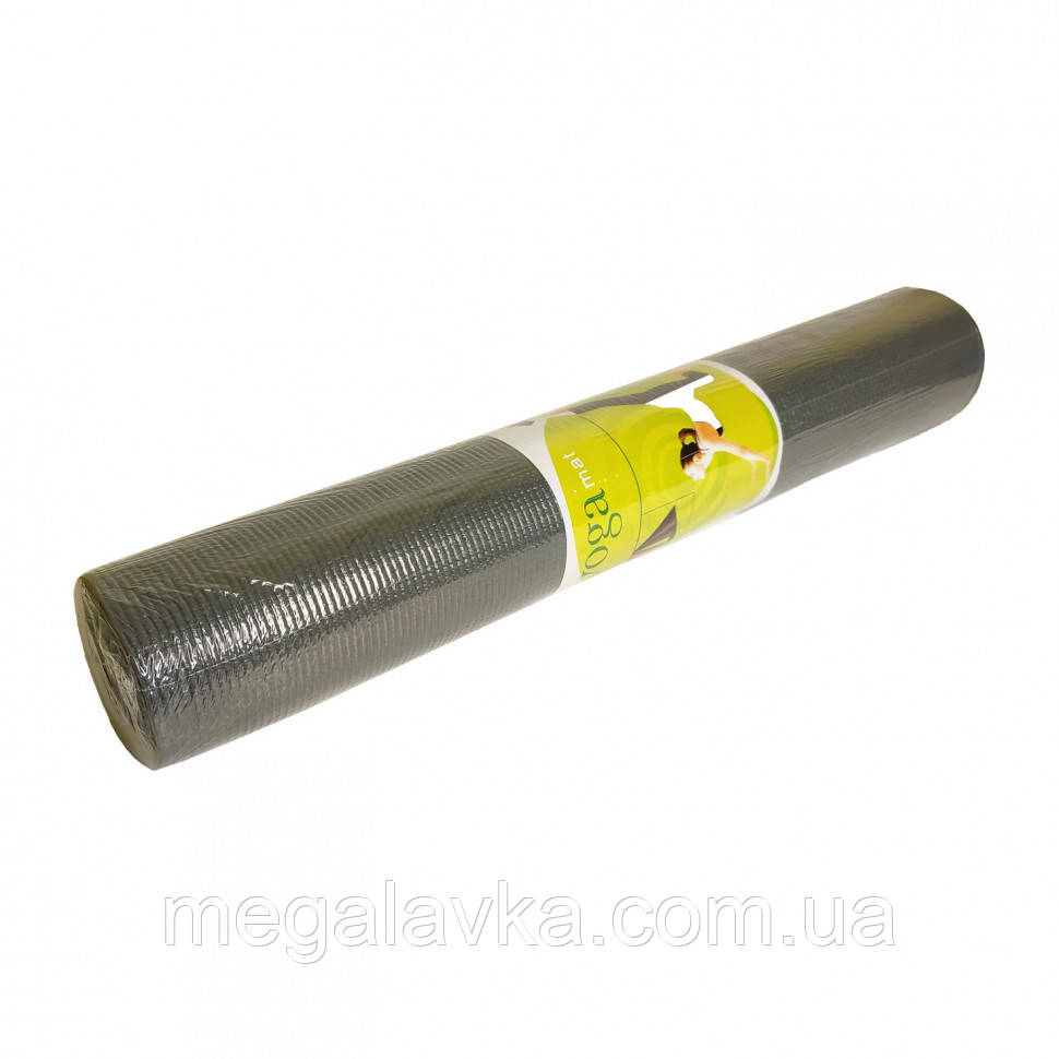 Йогамат, коврик для йоги MS 1846-2-2 толщина 4 мм (Серый)