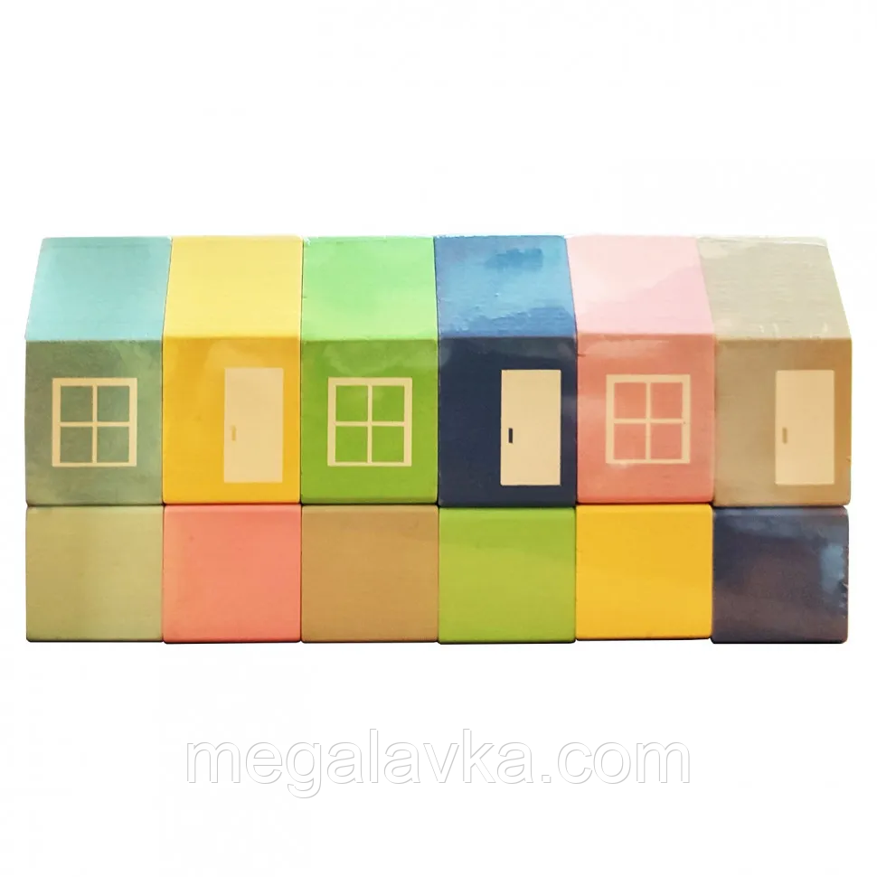 Набор деревянных домиков 00211 ВП 025/1 цветные