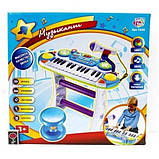 Детское пианино со стульчиком 7235BLUE микрофон в комплекте, фото 2