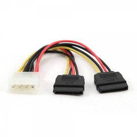Кабель живлення Molex to 2xSATA power 0.3m Cablexpert (CC-SATA-PSY-0.3M) кабель, молекс, 2 х SATA p