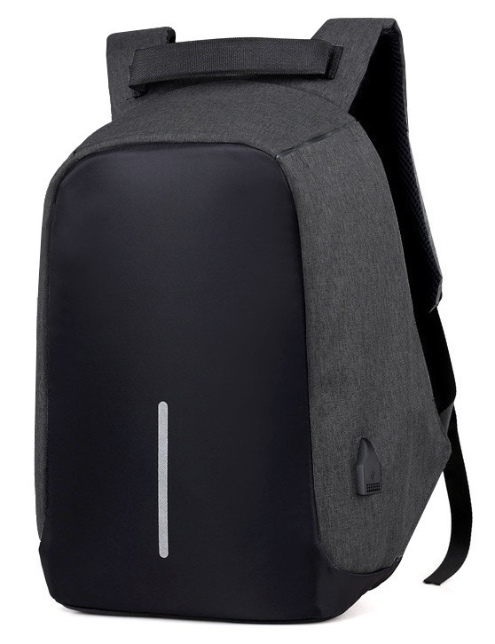 Рюкзак ПРОТИКРАДІЙ Bobby 17" c захистом від кишенькових злодіїв і з USB зарядним пристроєм Dark Grey