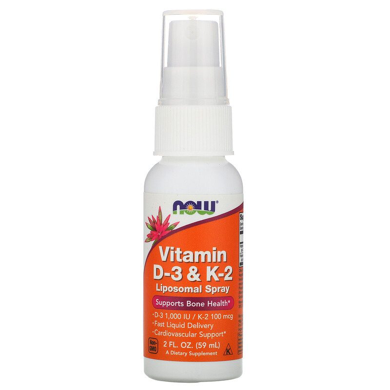 NOW Foods, вітаміни D3 і K2, ліпосомний спрей, 59 мл