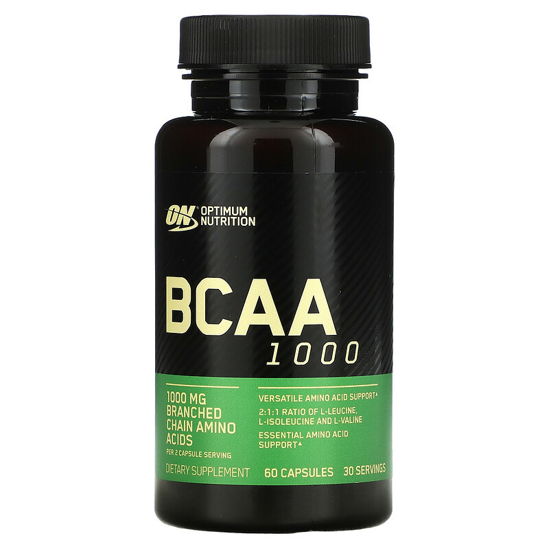 Optimum Nutrition, BCAA 1000 Caps, велике паковання, 500 мг, 60 капсул, фото 1