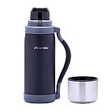 Термос Kamille KM-2015 Чорний 1200мл Термос з нержавіючої сталі Якісний термос Термос для пікніка, фото 3