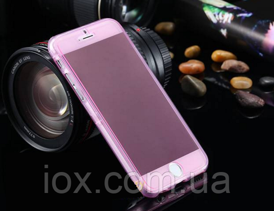 Рожевий силіконовий чохол-книжка 100% захист для Iphone 6/6S