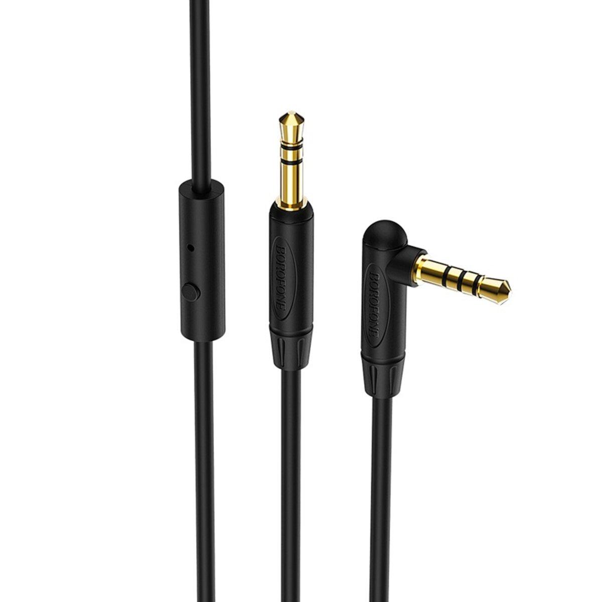 Аудіо-кабель кутовий з мікрофоном 1m BOROFONE BL5 audio AUX cable Чорний