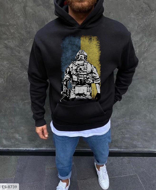 Худі чоловіче тепле з патріотичним принтом, фото 1