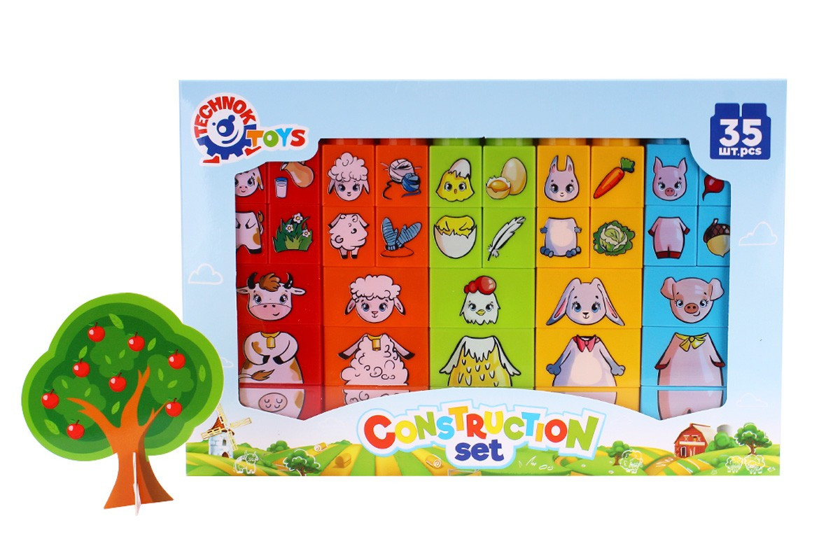 Конструктор із малюнками тварин великі деталі 6849 Технок 35 дет, фото 1