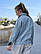 Жіноча блакитна оверсайз куртка косуха з поясом, фото 3