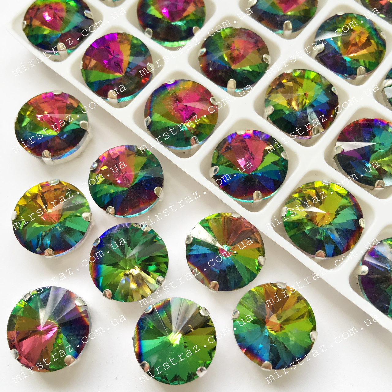 Стрази в цапах 12 мм, колір Rainbow, 1 шт., фото 1
