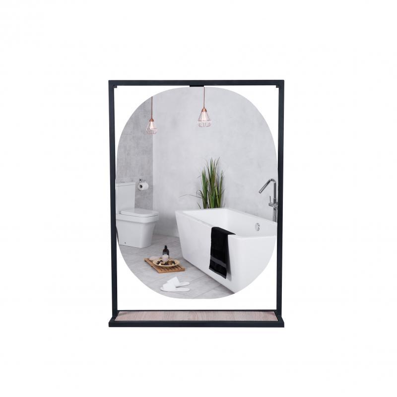 Дзеркало Qtap Taurus 600х850х140 Black/Whitish oak з LED-підсвіткою QT2478ZP600BWO