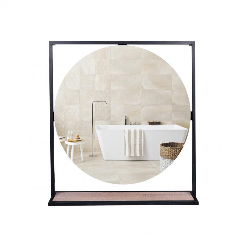 Дзеркало Qtap Taurus 800х850х140 Black/Whitish oak з LED-підсвіткою QT2478ZP800BWO