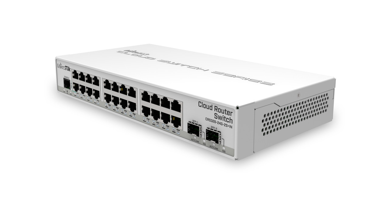 Комутатор MikroTik CRS326-24G-2S+IN (24x1G, 2xSFP+, L3, настільний)