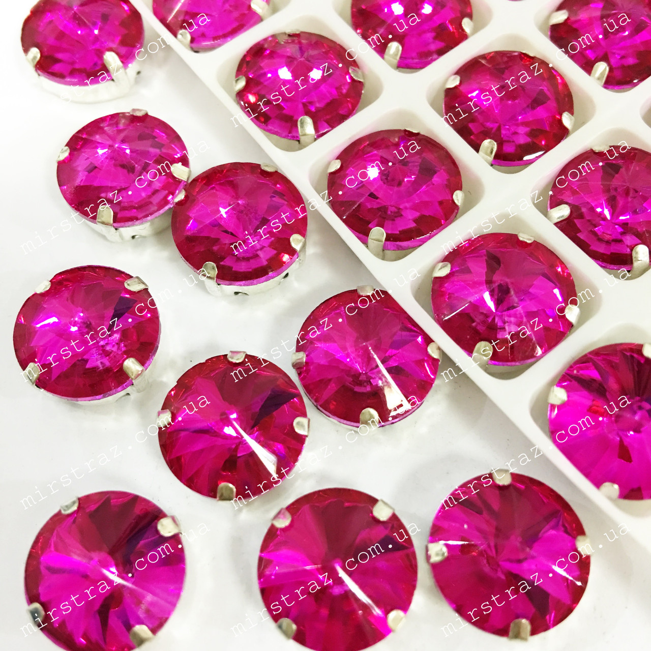 Стрази в цапах 12 мм, колір Fuchsia, 1 шт.