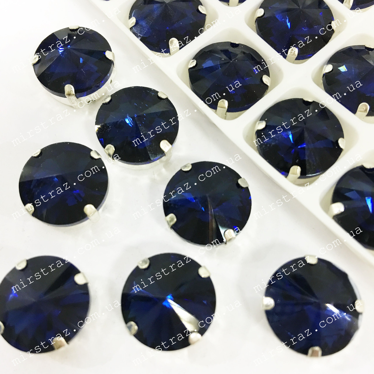 Стрази в цапах 14 мм, колір Montana, 1 шт.