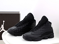 Мужские кроссовки Nike Air Jordan 13 Retro Black обувь Найк Аир Джордан 13 черные кожаные