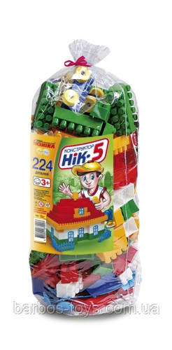Конструктор дитячий блоковий великий пластиковий у пакеті НИК-5 на 224 деталі