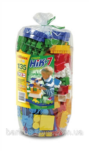 Конструктор дитячий блоковий великий пластиковий у пакеті НІК-7 на 135 деталей