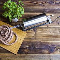 Ковбасний шприц Browin 3 кг — ручний горизонтальний, з нержавіючої сталі, 4 насадки Ø14–25 мм (311003)