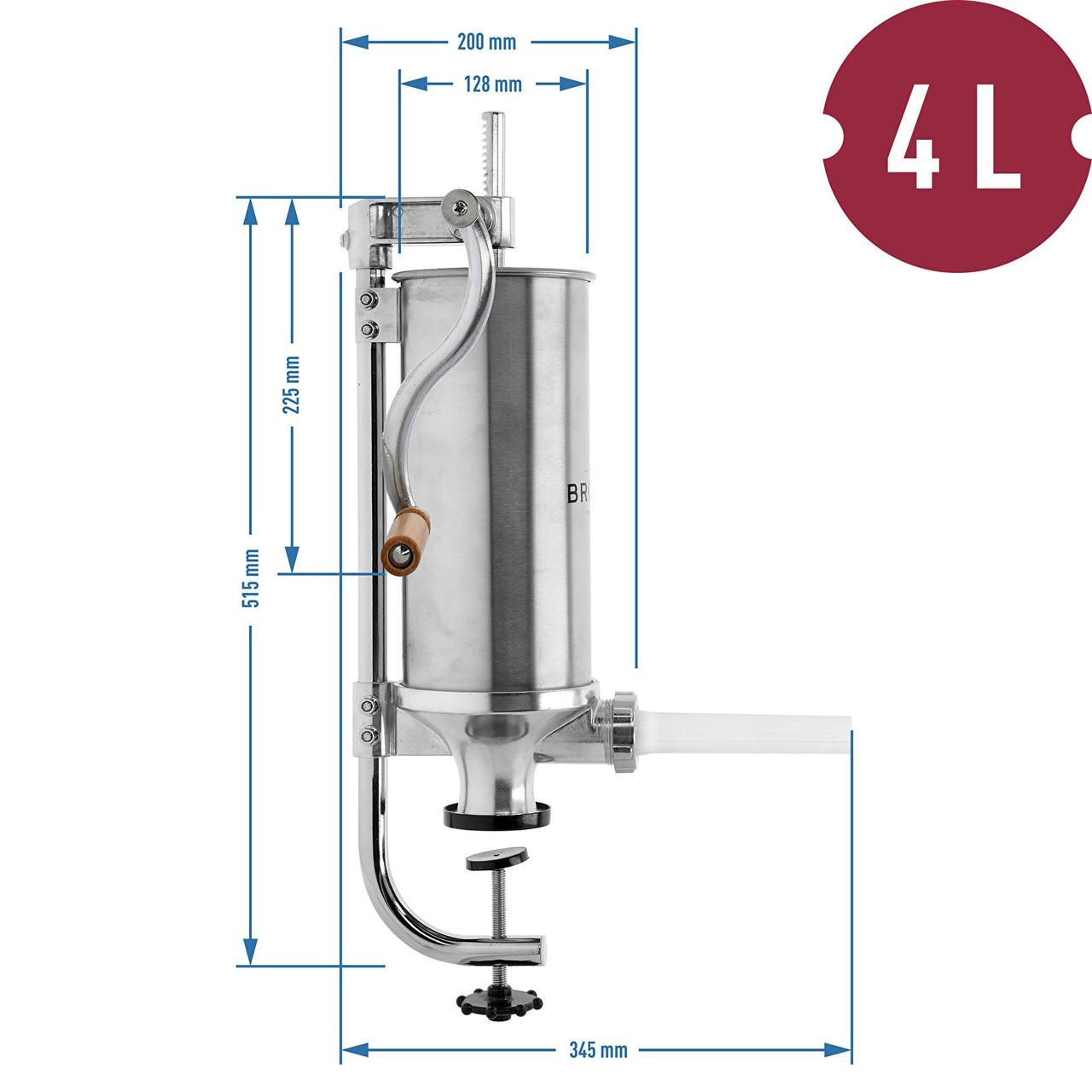 Шприц колбасный на 4 кг ВЕРТИКАЛЬНЫЙ из нержавеющей стали Browin (311008 ) - фото 5 - id-p892471724