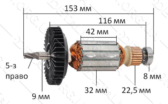 Якорь дрейли Bosch PSB 850-2 RE оригінал, фото 1
