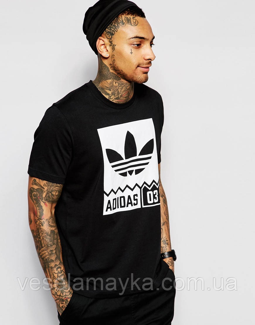 Чорна футболка з логотипом Adidas 03, фото 1