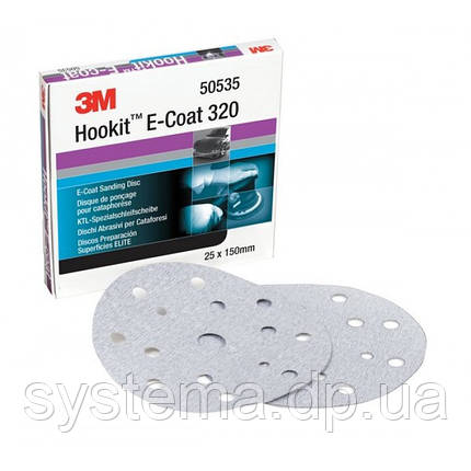 3M™ Hoоkit 337U Hard E-coat - Абразивний диск сріблястий для заводських грунтів ∅ 150 мм, Р320, фото 1