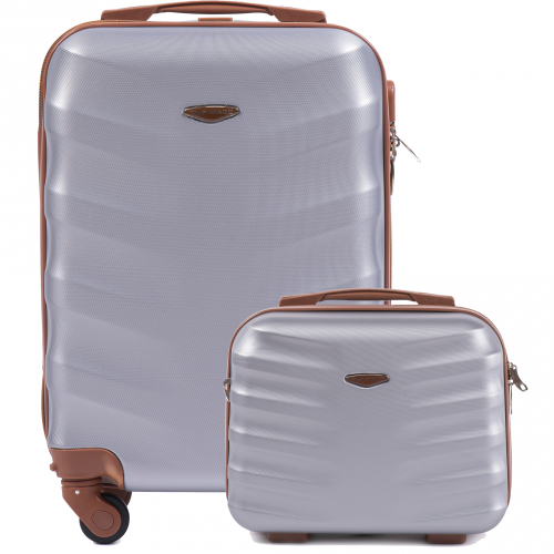 Комплект 2 в 1 валізу XS і кейс Wings 402 ALBATROSS Ручна поклажа Сріблястий